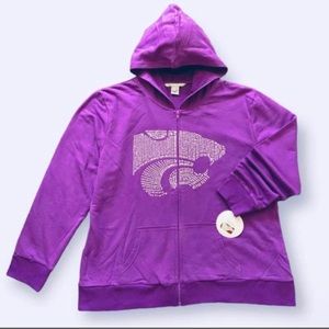 The License House size XL women purple 100% cotton full zip Kansas state hoodie
